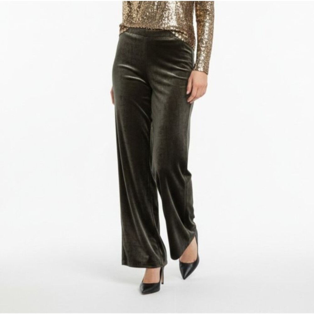 Eddie Bauer Black Wide Leg Velvet Pants Women 12 Black Glam Silk Blend Holiday